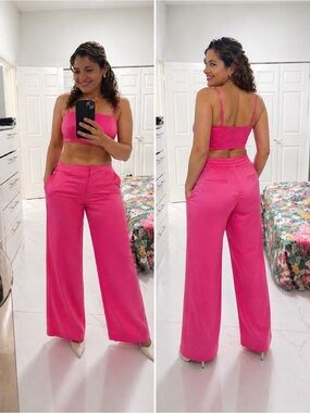 Stunning hot pink satin set by Rachel Zoe